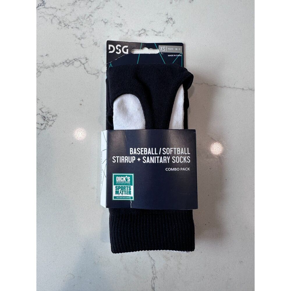 NWT DSG Baseball/Softball Stirrup & Sanitary Socks Combo Pack Size Youth XS